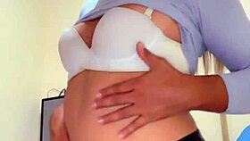 pretty transsexual strokes her small tits smoothly