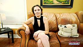 Curvy brunette coed Nikki P rims juicy cock deep before riding it hard