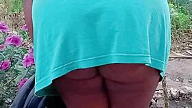 caught busty latina neighbor watering plants with no panties outdoors