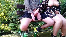 curvy mature flashes huge natural tits in public park till guy cums