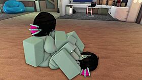 Roblox condo rocks with two characters in FFM big dick action