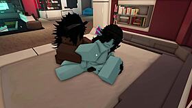 Roblox condo rocks with two characters in FFM big dick action