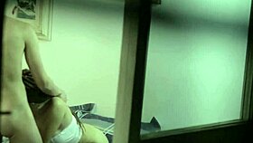 Neighbor watches friend pound girlfriend's mouth open window