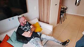 latina slut bends for anal banana fuck and creampie cash deal