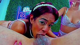 two sluts endure merciless deepthroat face fucking and spitting