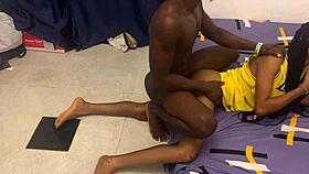 muscular african bodybuilder dominates petite black sub roughly