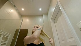 Brazilian college blonde preps lingerie shoot turning into steamy reveal