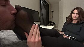 wanna worship my boss's sexy nylon soles after hours?