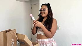 Hey peruanita culona, that monster dildo on sofa makes you squirt wild?