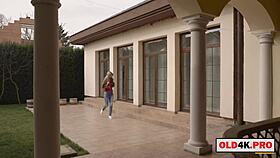 hey shy blonde teen, suck the old man's cock