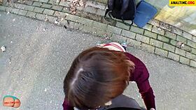 he fucks cute young student hard outdoors in public pov view