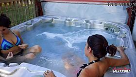 jamie litton vicky curvy brunette coeds hot tub handjob deepthroat tease action