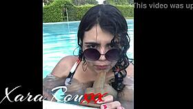 by the pool she pays him to film their amateur hardcore sex session