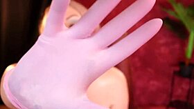 hot sweaty stepmom in latex gloves goes wild horny deepthroat blowjob gagging on dildo with ahegao face