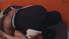 Big boobs babe shares bed riding monster cock in wild creampie pounding