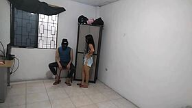 hot wife gropes her massive natural tits alone after husband leaves