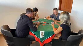 amateur cuckold swingers turn game night into hotwife pussy licking frenzy!