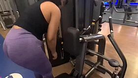 gym workout turns teasing without panties adventure