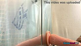 perverted russian blonde deep sucks huge dildo!