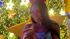 santa delivers juicy big tit brunette for christmas bedroom pov pounding fun