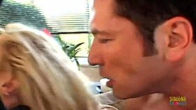 blonde milf in latex gets bent over and railed hard by two studs 😈🔥