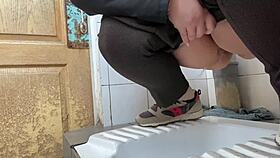 watch this dirty mature milf unleash wet pee stream in hospital toilet!