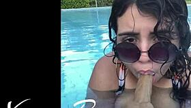 by the pool she pays him to film their amateur hardcore sex session