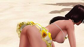 topless big tits beach babe drops panties for close-up ass tease