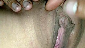 Man spreads tight wet pussy rubbing clit before deep thrust