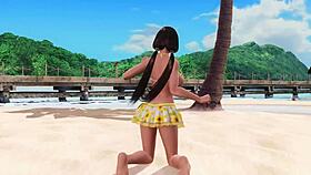 topless big tits beach babe drops panties for close-up ass tease