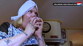 dutch milf takes intense deepthroat in european hardcore with dirty talk