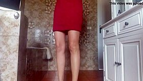 Hey, watch this sexy diaper girl pee her tight dress