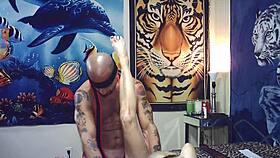 behind the scenes she gets pounded hard while sucking cock eagerly
