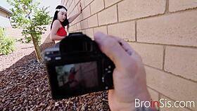 petite brunette teases ass in naked outdoor photoshoot