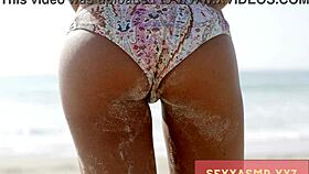 beach hottie poses sexy in bikini with binaural audio