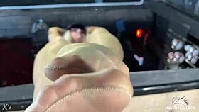 goddess's beautiful nylon feet tease close-up on desk 👠✨