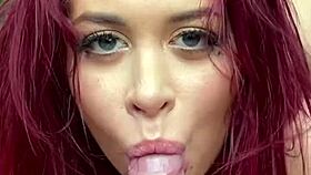 Redhead British Gymnast Deepthroats Monster Cock Rides to Shaking Orgasms POV