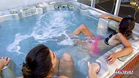 jamie litton vicky curvy brunette coeds hot tub handjob deepthroat tease action