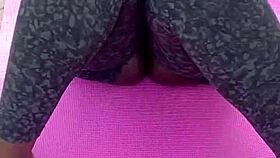 Ebony Milf Workout Exposes Spread Shaved Pussy