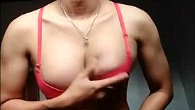 Asian Shemale Jerks Her Thick Cock Slowly and Sensually