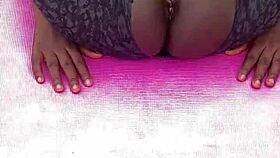 Ebony Milf Workout Exposes Spread Shaved Pussy