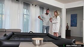 petite doc with small tits gives oiled nuru massage and deepthroat big cock