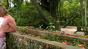 Skinny Latina bends for outdoor anal on big pussy lips