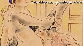 vintage erotic drawings feature hairy retro cartoon art