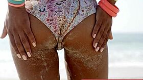 beach hottie poses sexy in bikini with binaural audio