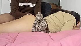 College girl heads home after classes