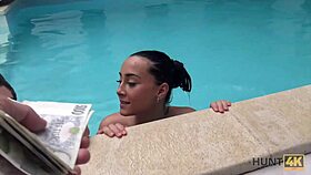 Hunt4k: Brunette teen picked up, stripped, fucked hard poolside for cash