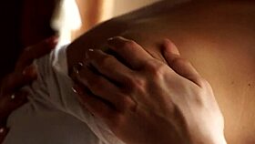 Inked beauty spreads legs for solo erotic masturbation play