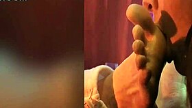 Worship that mans sweaty feet licking every toe desperately!