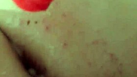 Chubby Brunette Gapes Ass on Rainbow Dildo Deep
